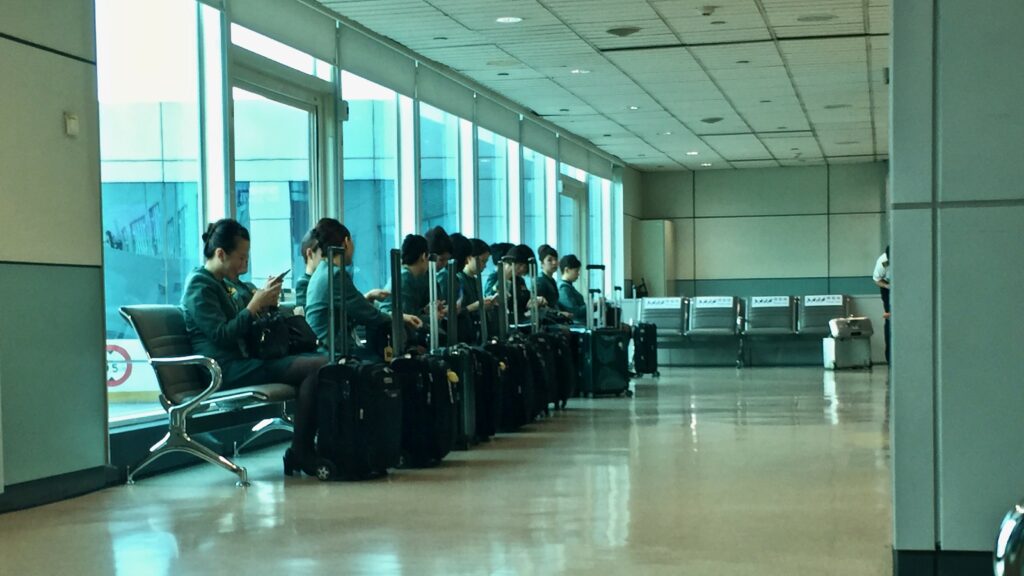 EVA Flight Attendants at Taipei Taoyuan International Airport (TPE)
